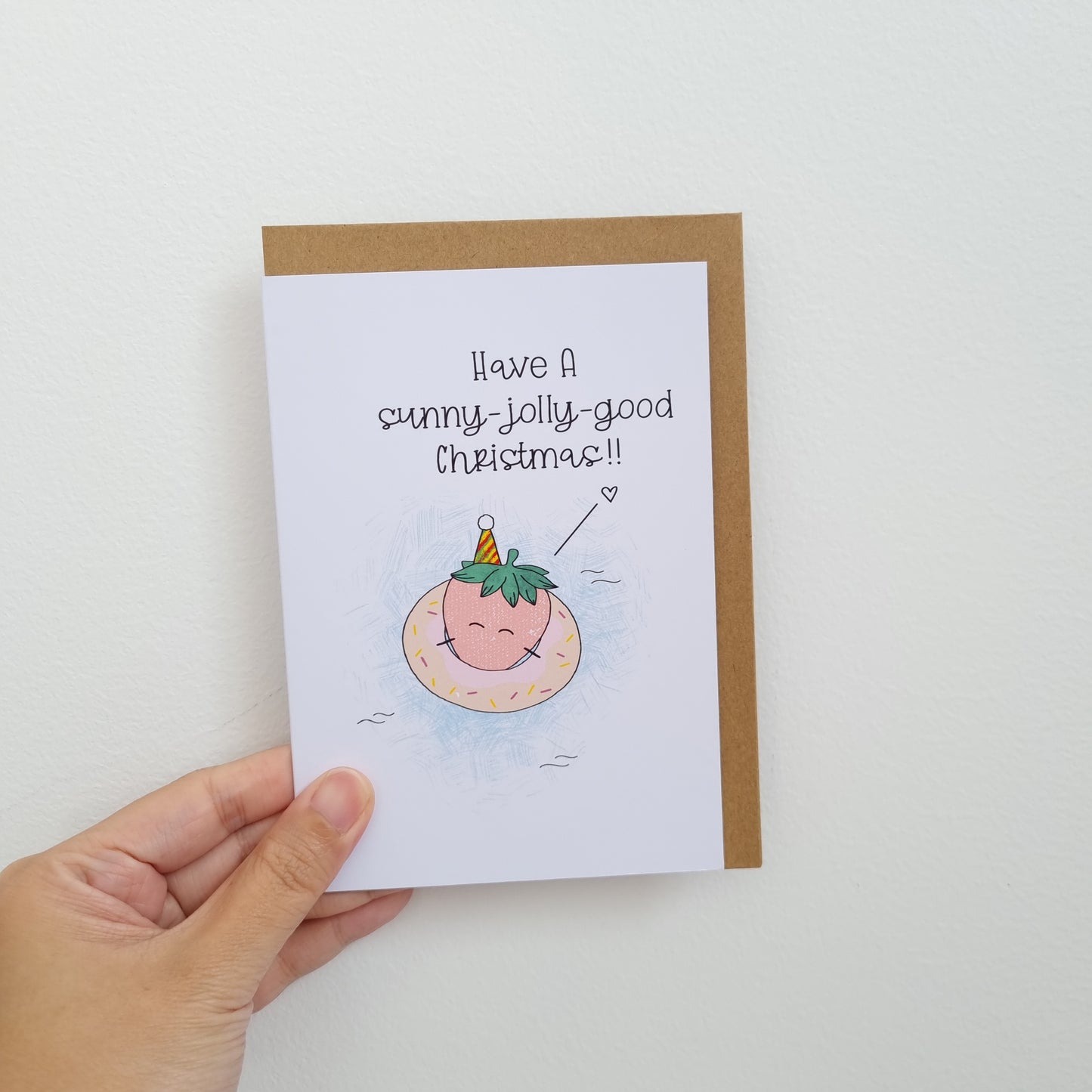 Cute Summer Themed Christmas Cards - 4 Pack - Swallow Wind Art