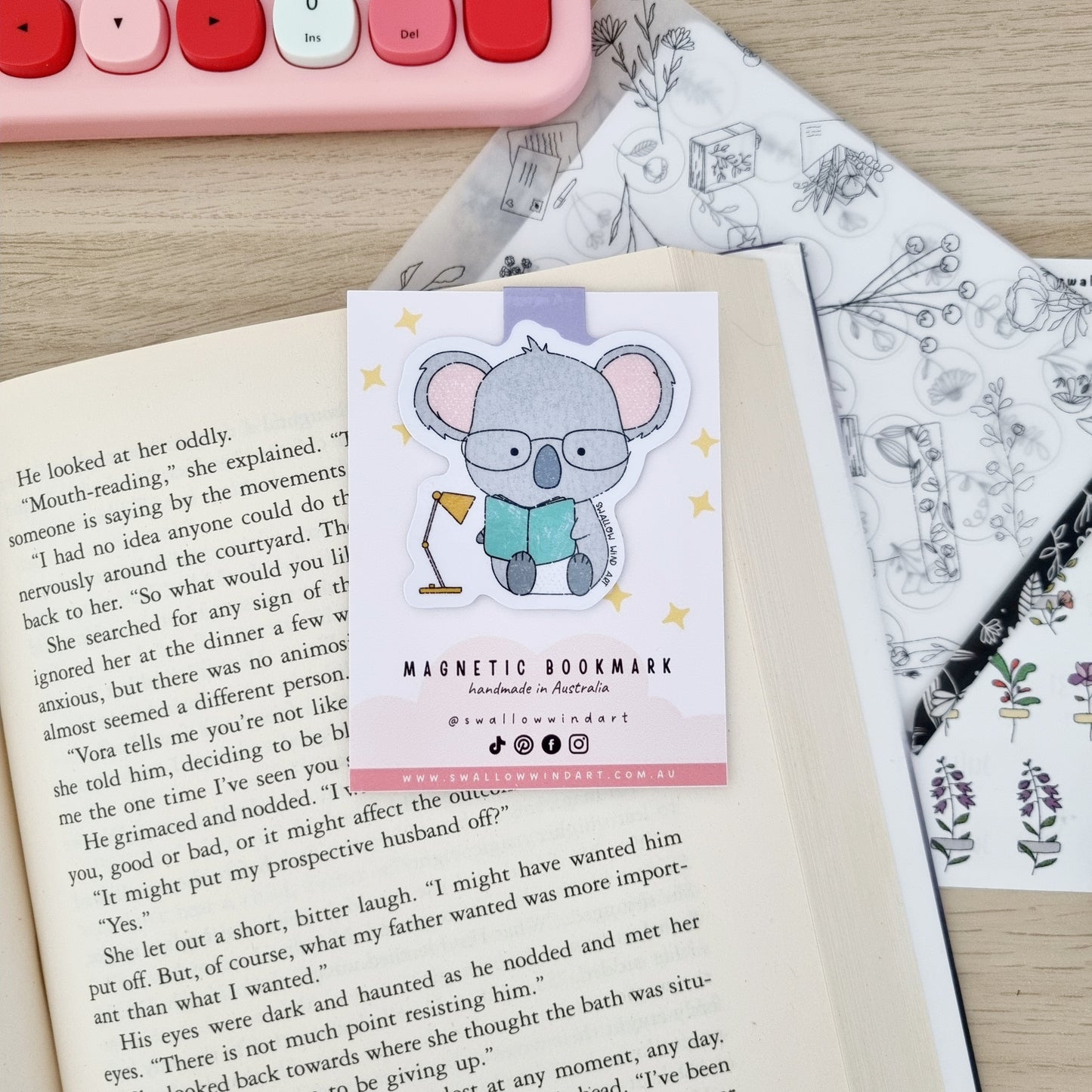 Magnetic Bookmark - Koala Study Buddy - Swallow Wind Art