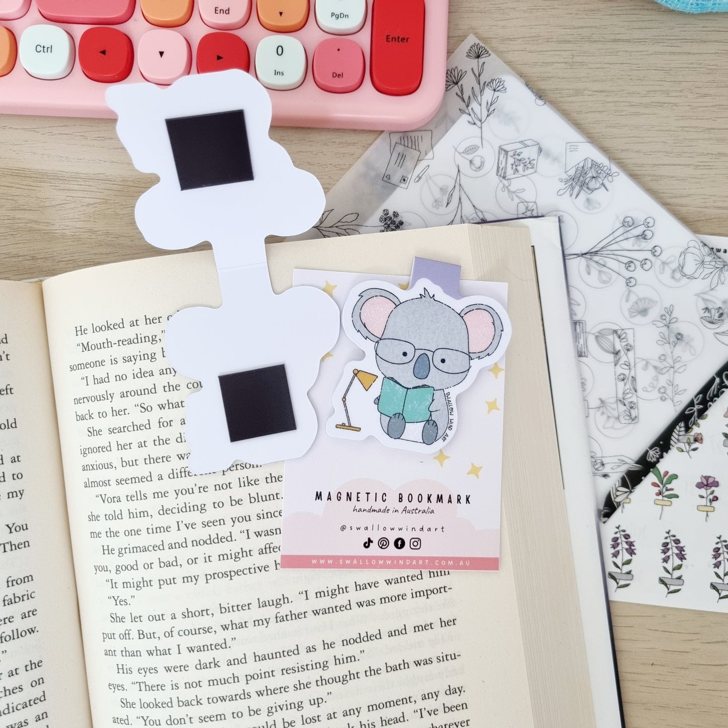 Magnetic Bookmark - Koala Study Buddy - Swallow Wind Art
