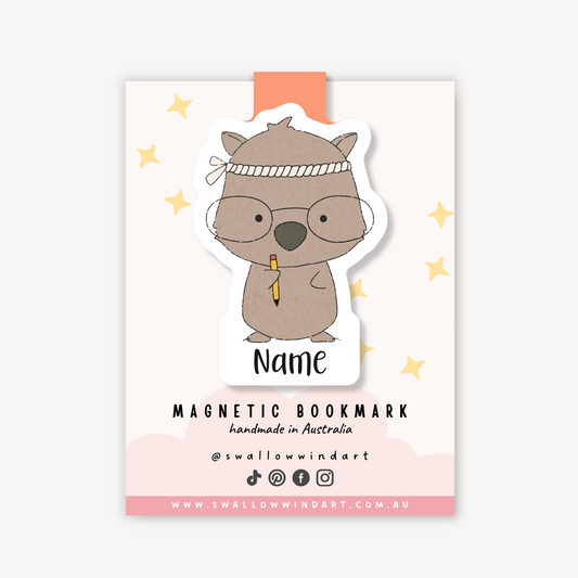 Magnetic Bookmark - Wombat Study Buddy - Swallow Wind Art