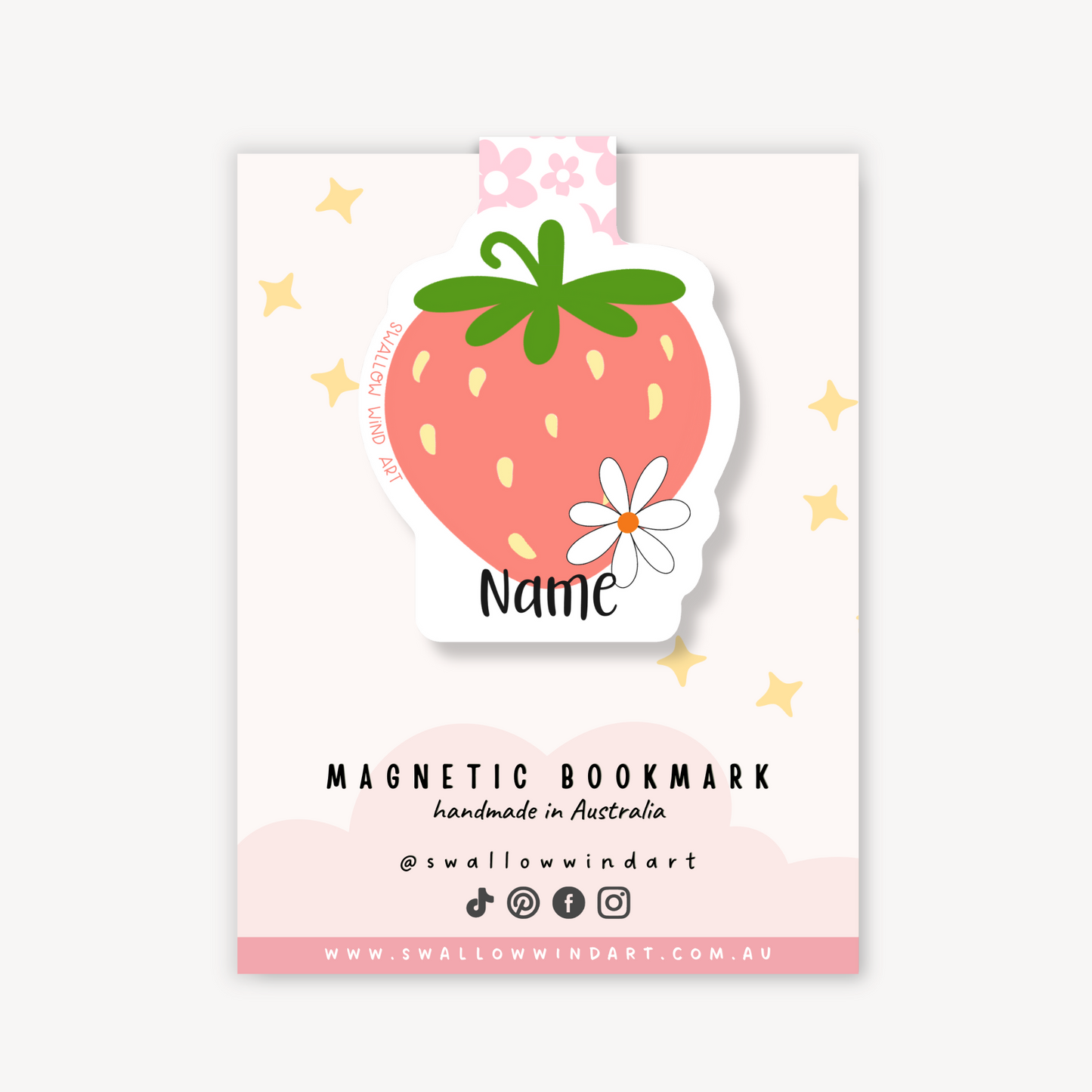 Magnetic Bookmark - Strawberry Flower - Swallow Wind Art