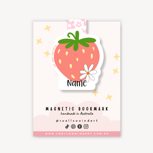 Magnetic Bookmark - Strawberry Flower - Swallow Wind Art