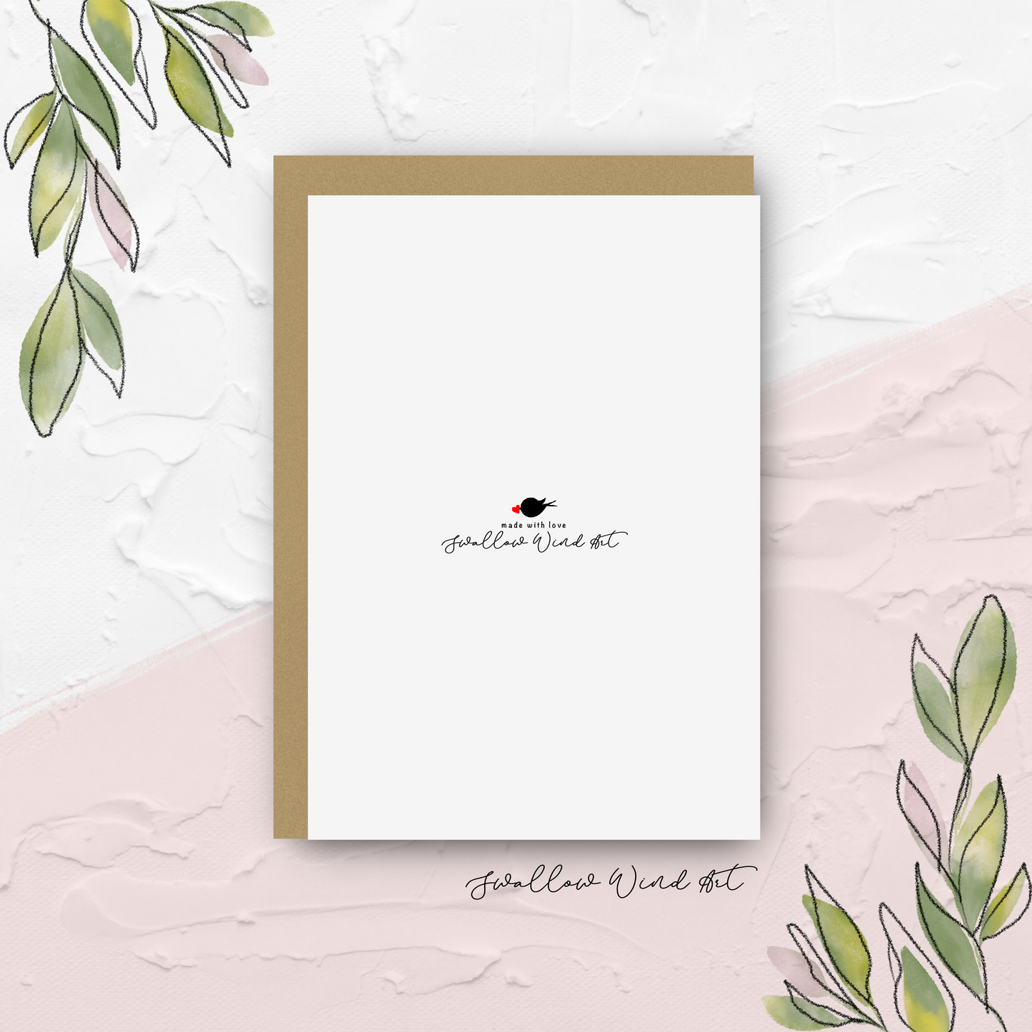 1st Anniversary - Pink Hearts Personalised Love Card - Swallow Wind Art