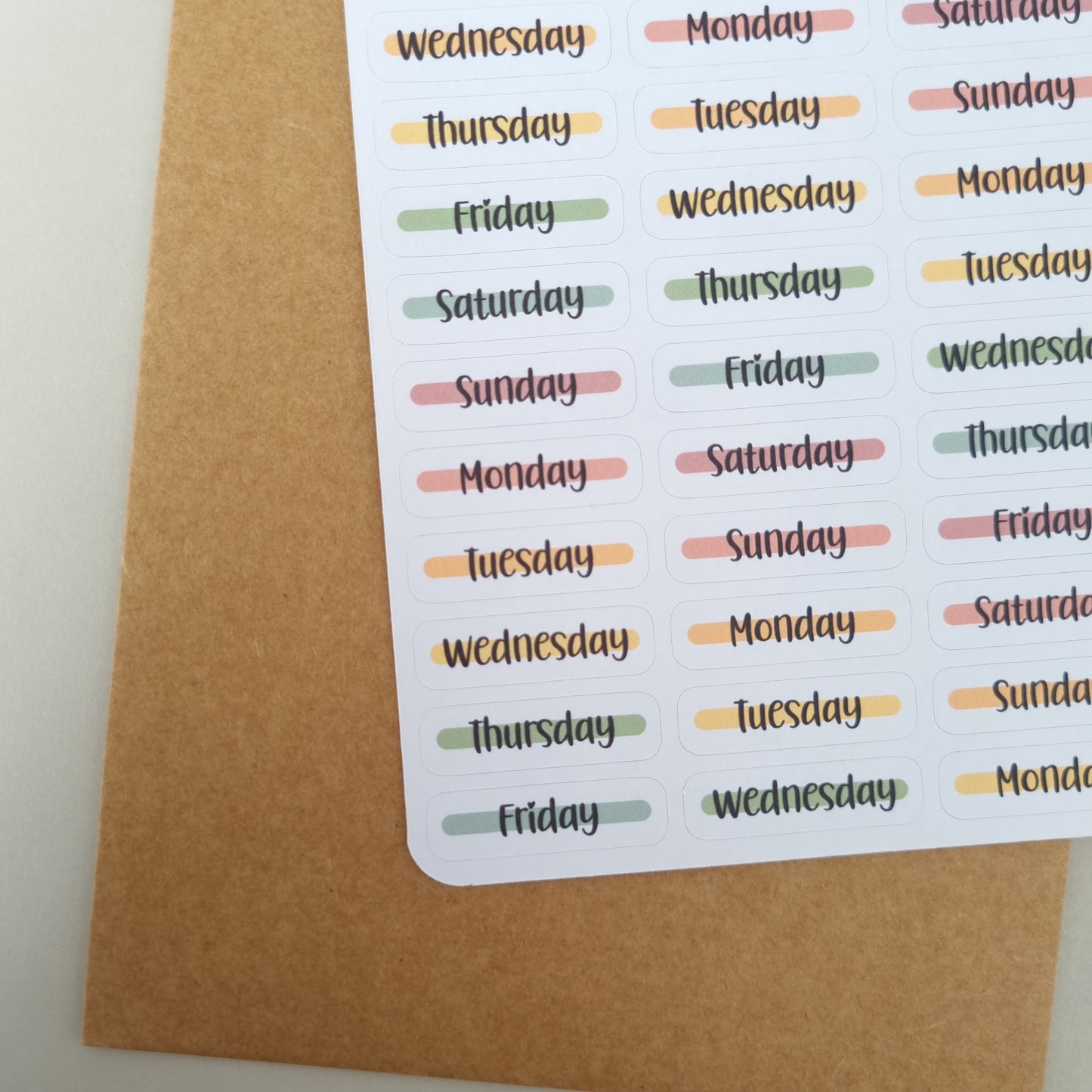 Day of the Week Stickers - Weekly Planner Stickers Sheets - Swallow Wind Art
