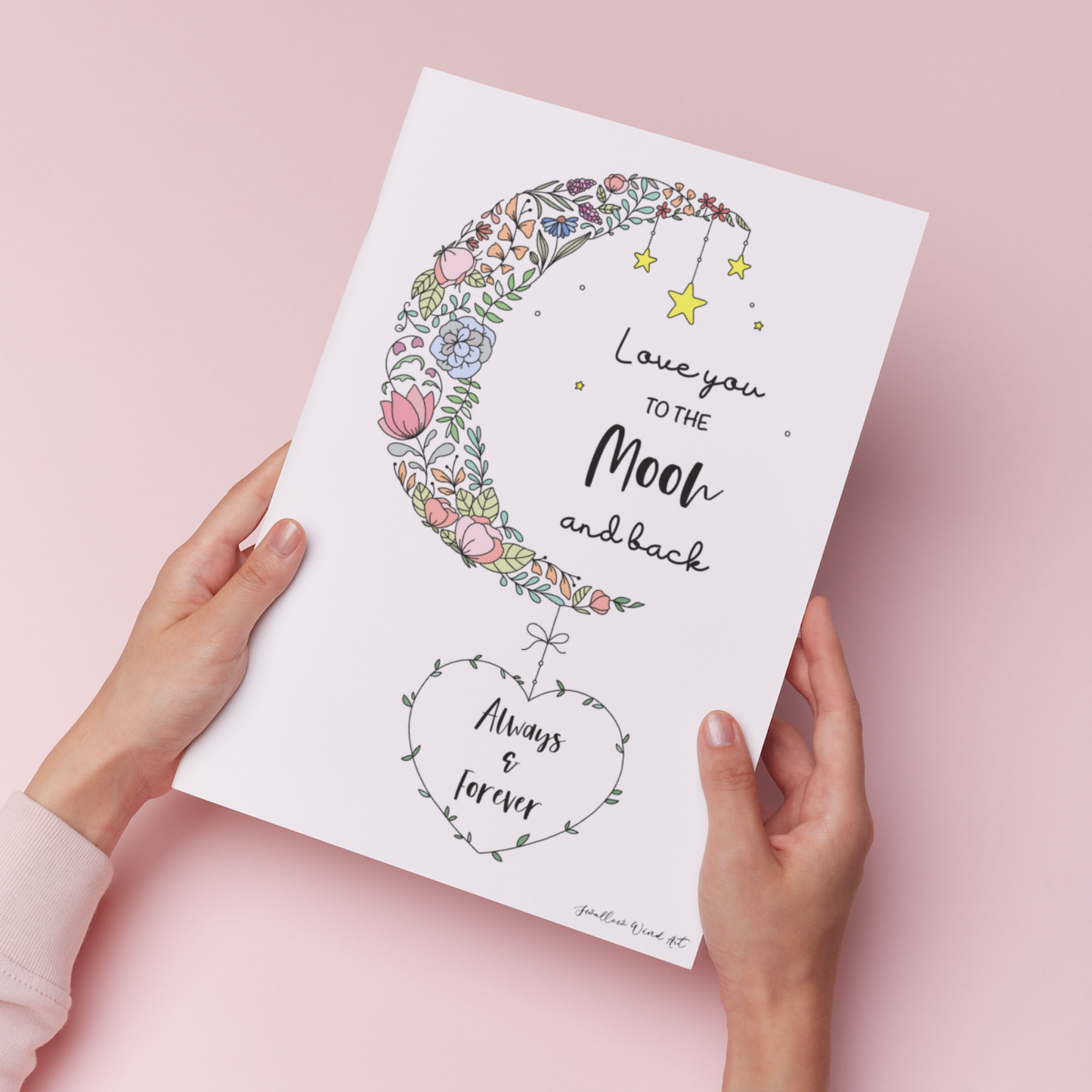 Love You to the Moon and Back - Custom Art Print - Swallow Wind Art