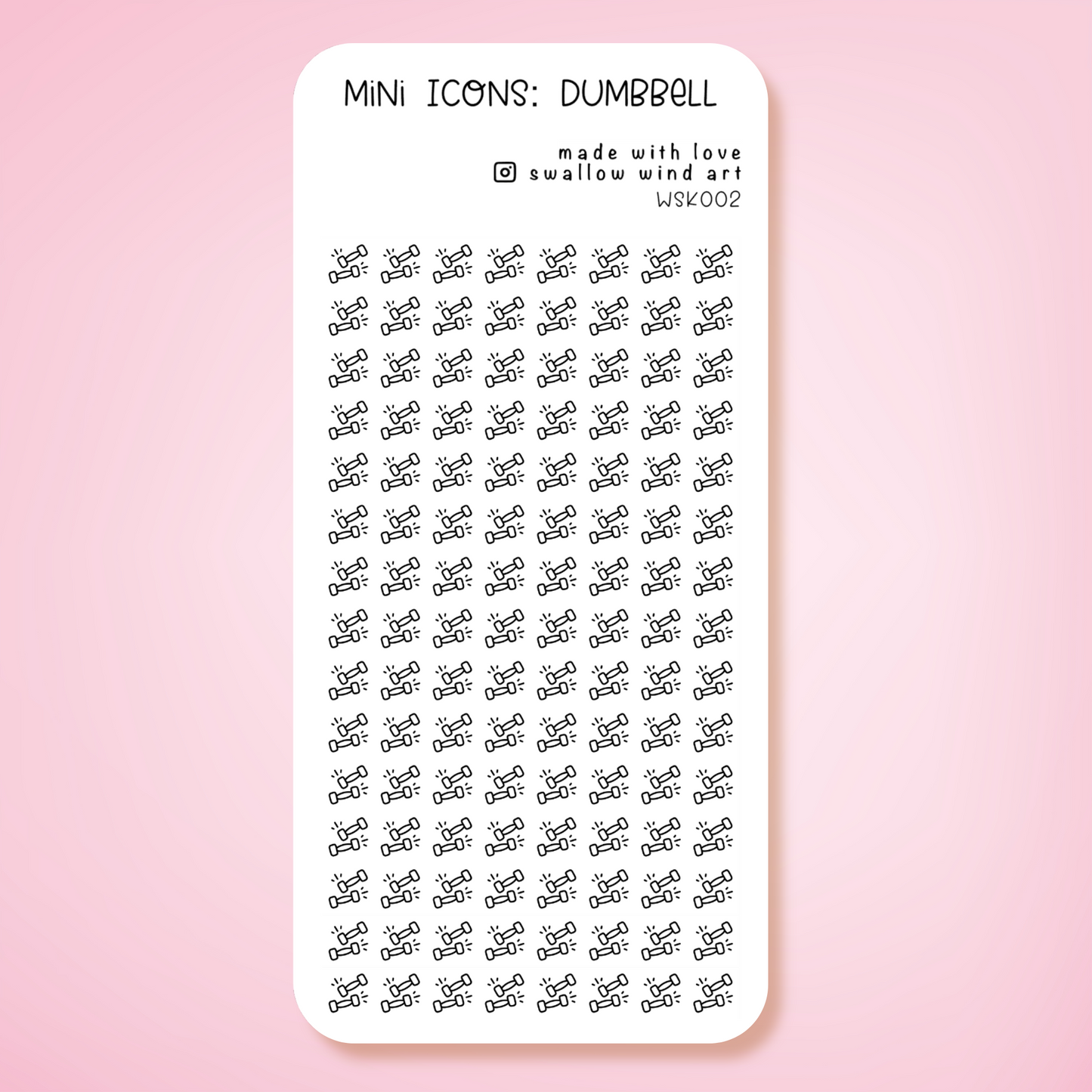 Mini Icon Washi Sticker - Dumbbell Exercise Icon - Swallow Wind Art