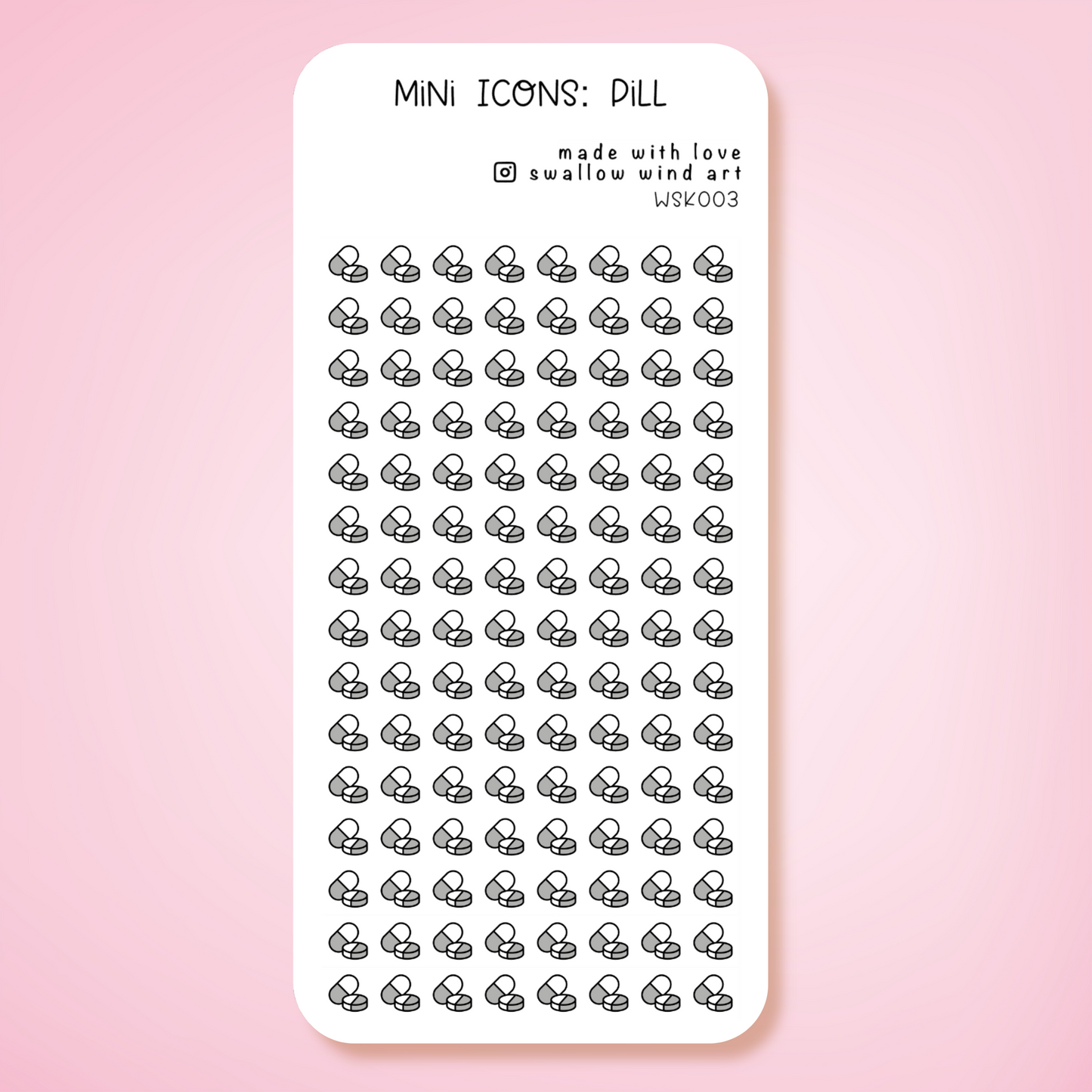 Mini Icon Washi Sticker - Pill Medicine Icon - Swallow Wind Art
