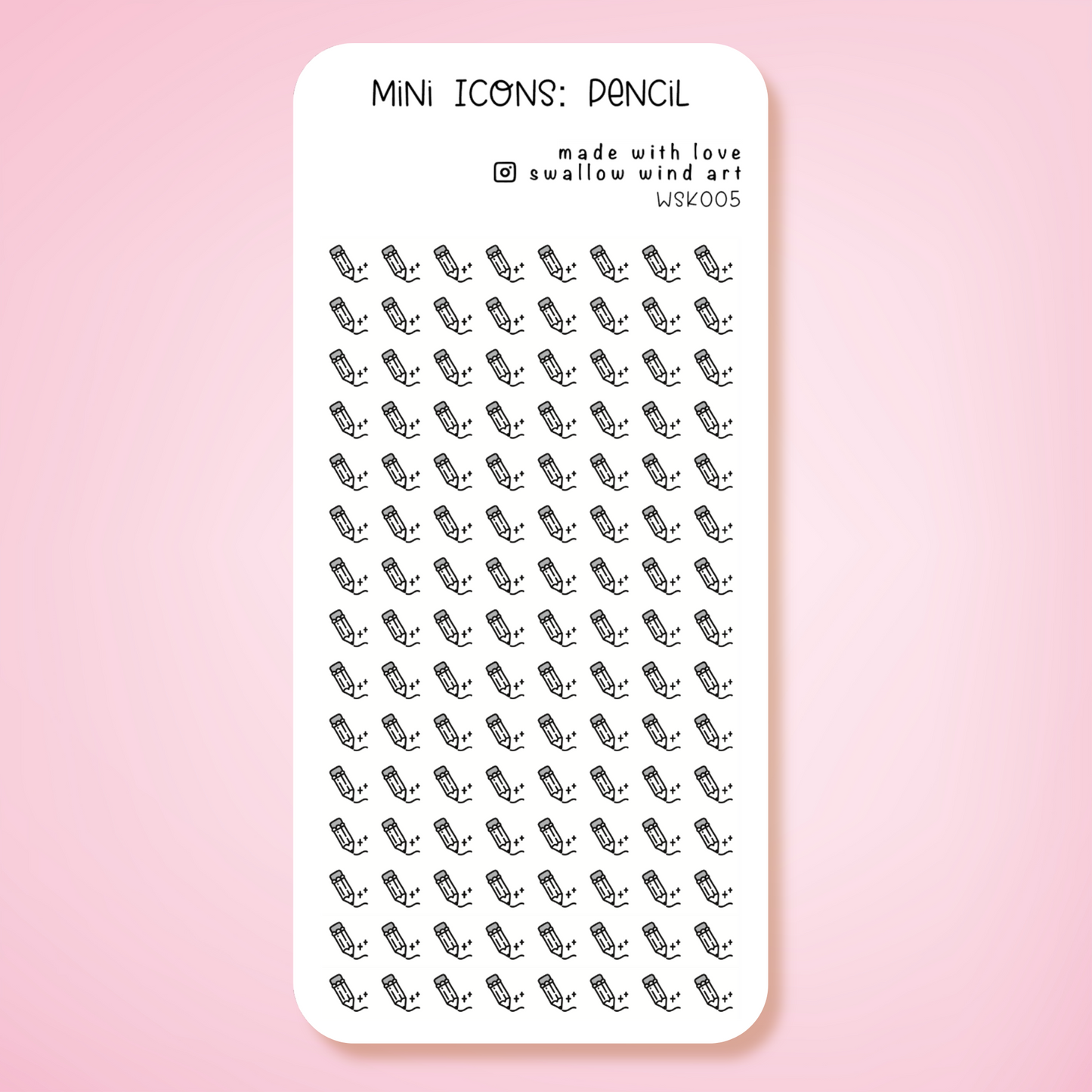 Mini Icon Washi Sticker - Pencil Study Icon - Swallow Wind Art