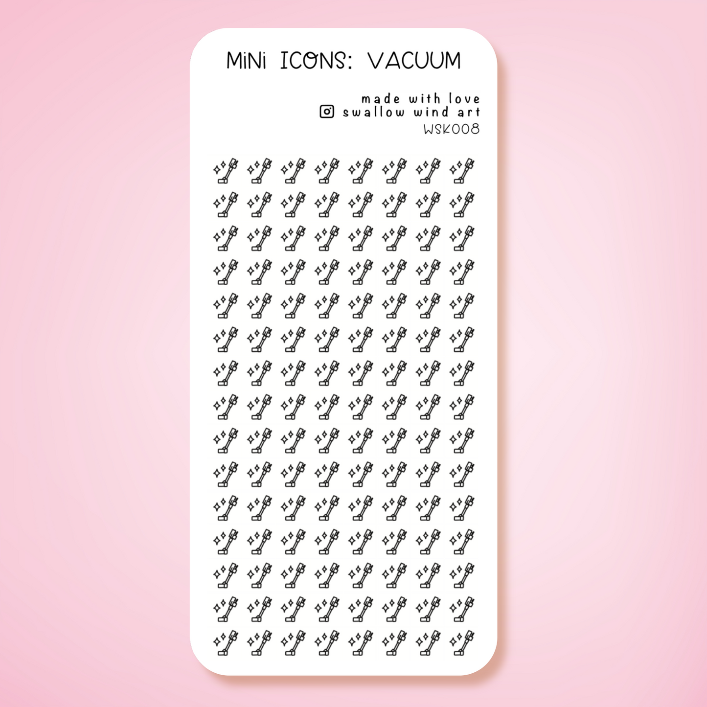 Mini Icon Washi Sticker - Vacuum Cleaning Icon - Swallow Wind Art