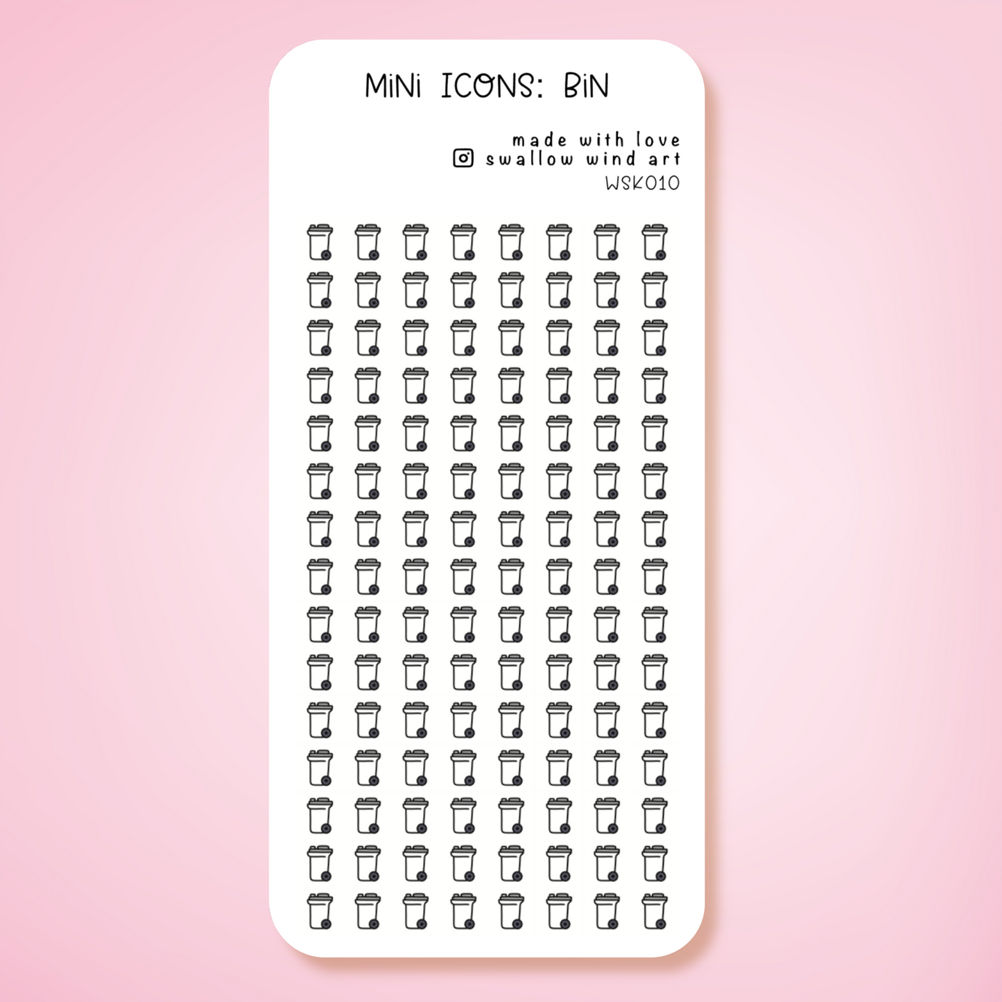 Mini Icon Washi Sticker - Bin Collection Day Icon - Swallow Wind Art