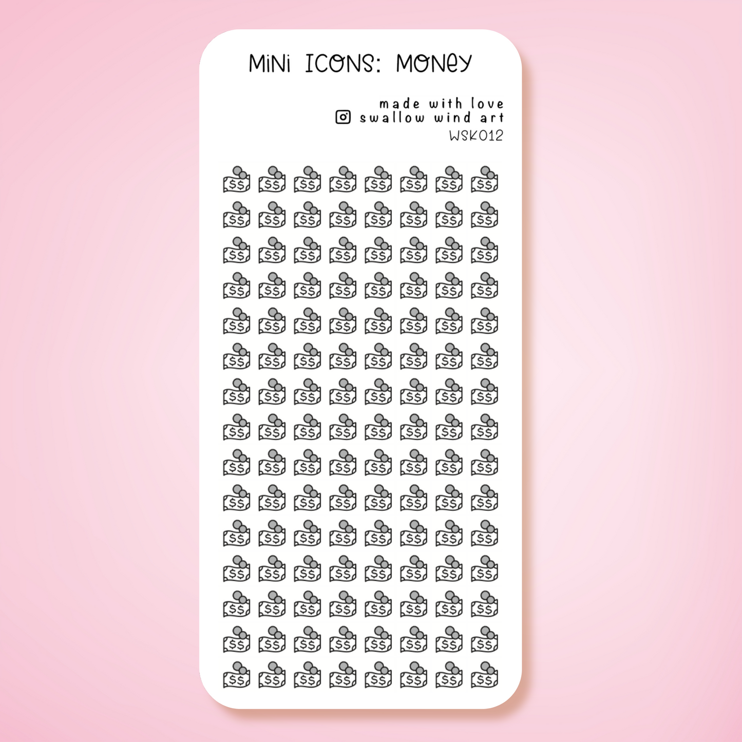 Mini Icon Washi Sticker - Money Icon - Swallow Wind Art