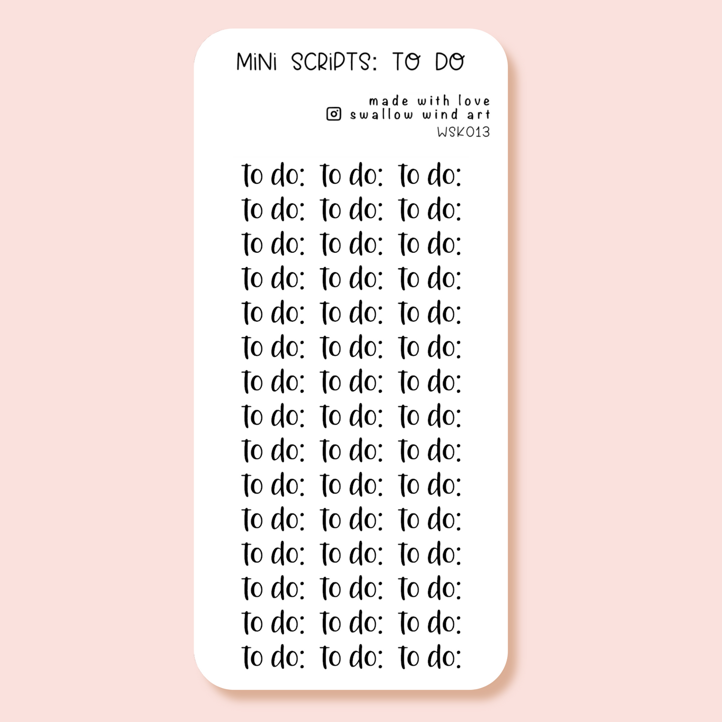 Mini Script Washi Sticker - To do - Swallow Wind Art