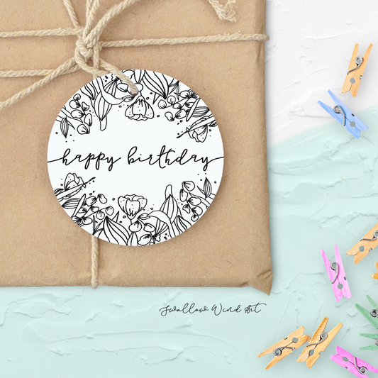 Personalised Happy Birthday Tag | Birthday Favour Tags - Swallow Wind Art