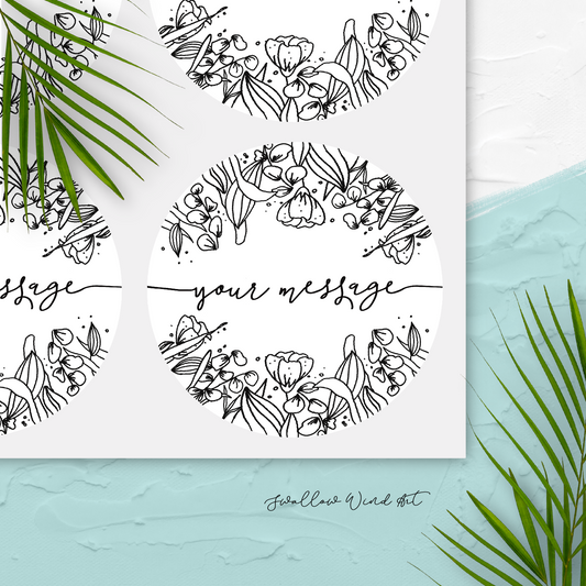Fully Customisable Personalised Floral Gift Stickers - Swallow Wind Art