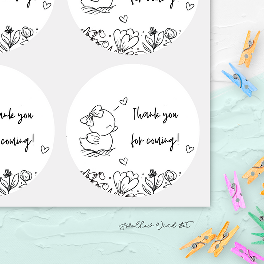 Personalised Baby Birthday Party Gift Stickers - Swallow Wind Art
