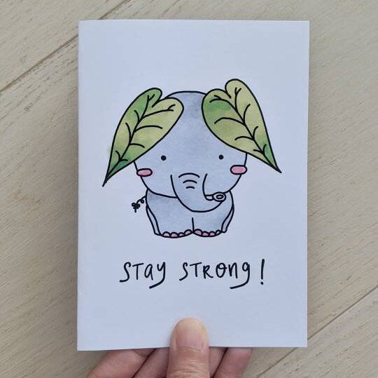 Stay Strong Encouragement Elephant - Personalised Greeting Card - Swallow Wind Art