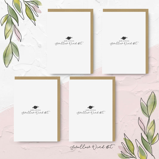 Cute Animals Christmas Greeting Cards - 4 Pack - Swallow Wind Art