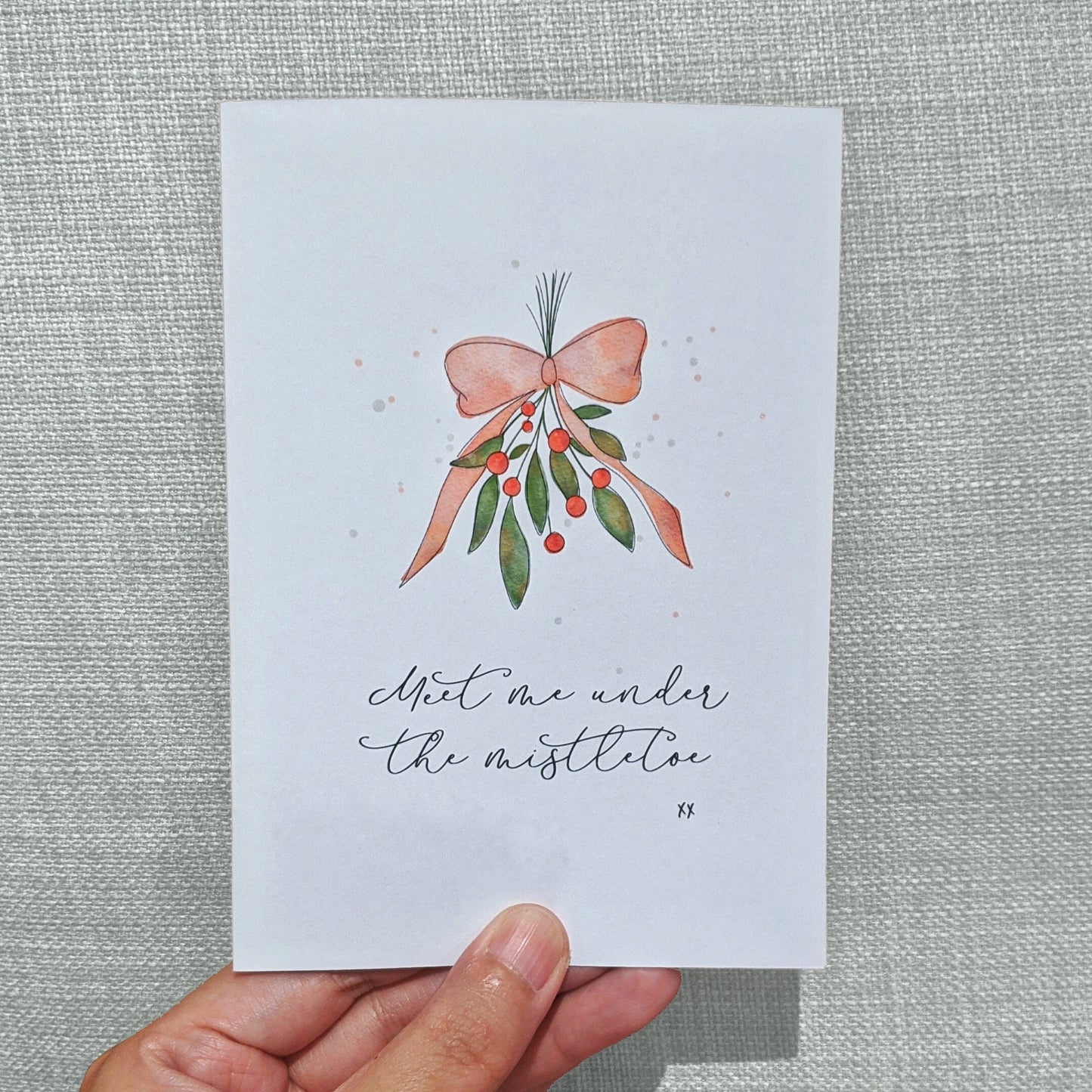 Meet Me Under the Mistletoe - Personalised Greeting Card - Swallow Wind Art