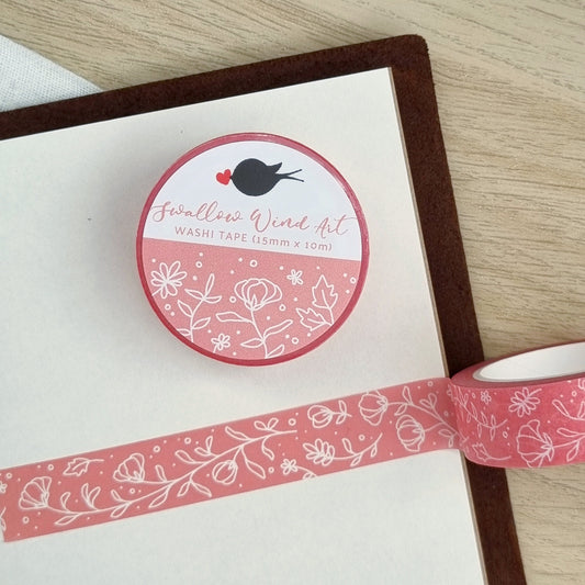 Pink Blossoms Washi Tape Pastel - Swallow Wind Art