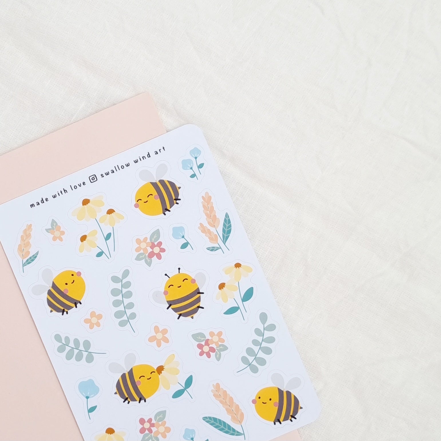 Bees in a Garden Sticker Sheet - Swallow Wind Art