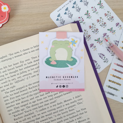 Magnetic Bookmark - Kawaii Happy Froggy - Swallow Wind Art