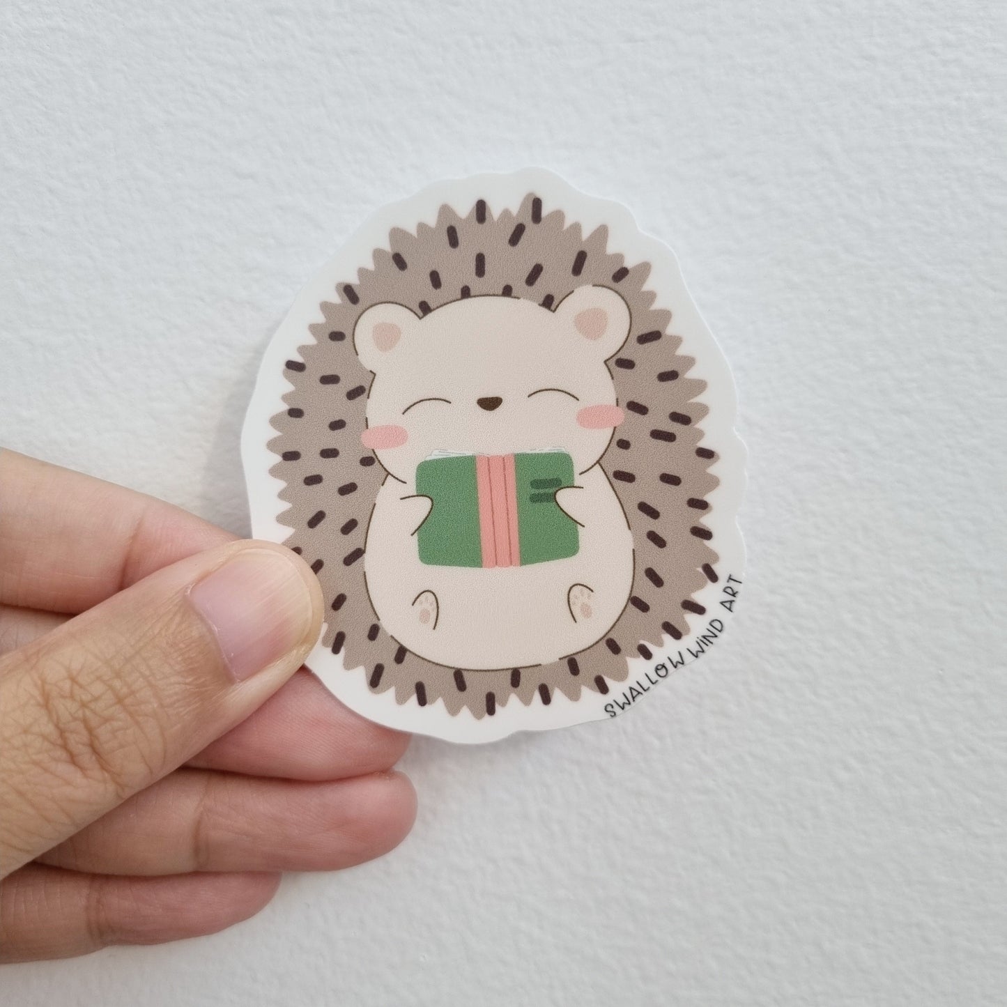 Cute Hedgehog Die Cut Sticker, Vinyl Sticker - Swallow Wind Art