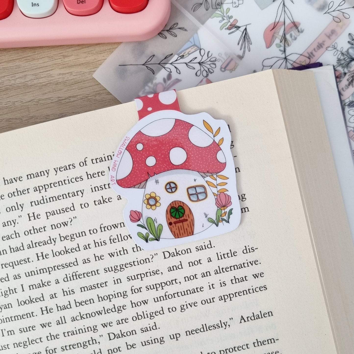 Magnetic Bookmark - Mushroom House Fairy House - Swallow Wind Art