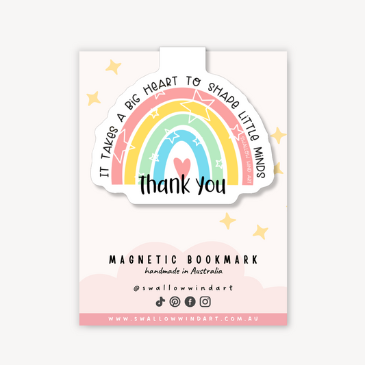 Magnetic Bookmark - Rainbow Thank You Teacher - Swallow Wind Art