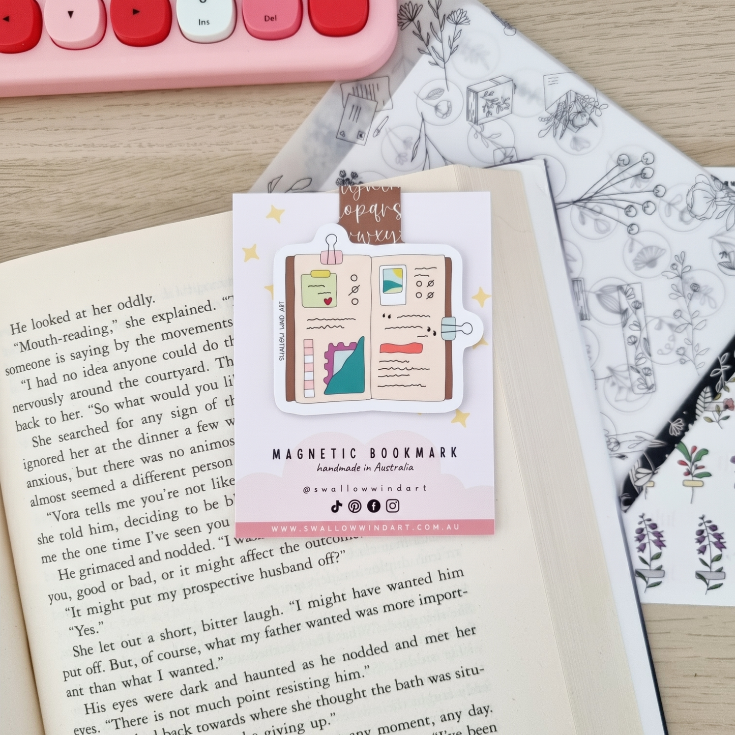 Magnetic Bookmark - Travel Journal Notebook - Swallow Wind Art