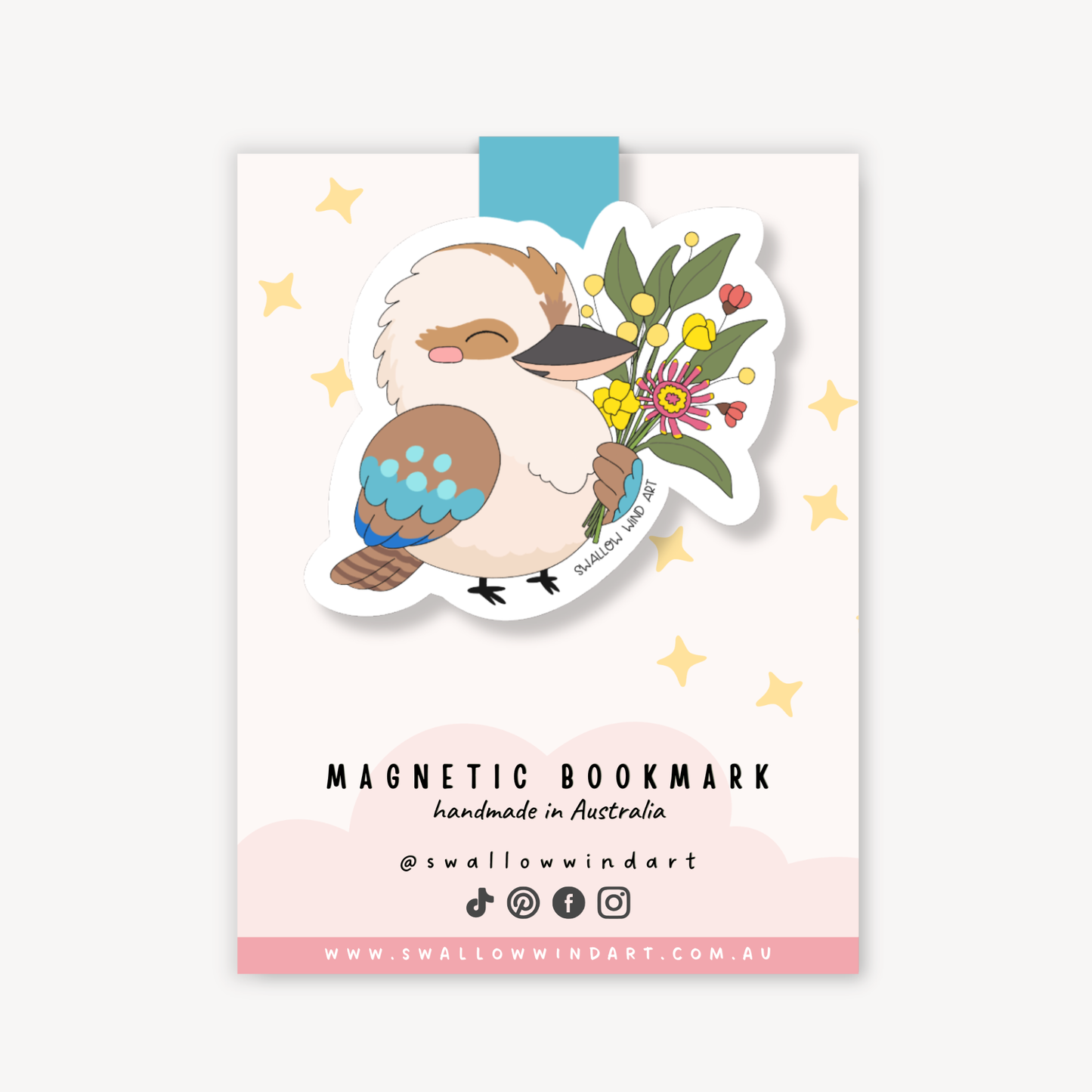 Magnetic Bookmark - Kookaburra Blooms - Swallow Wind Art