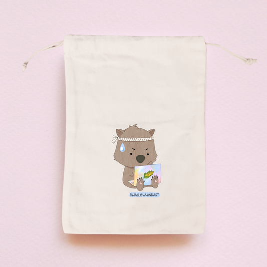 Busy Wombat Drawstring Bag - Swallow Wind Art