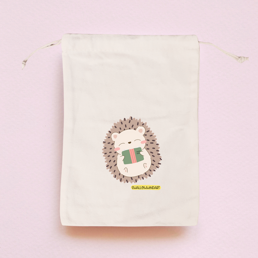 Cute Hedgehog Drawstring Bag - Swallow Wind Art