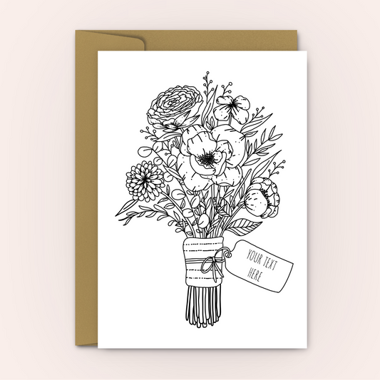 Flower Bouquet - Personalised Greeting Card - Swallow Wind Art