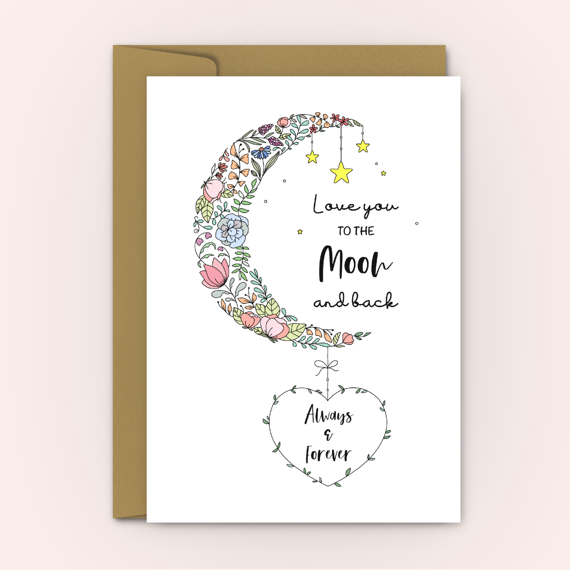 Love You To The Moon And Back - Personalised Greeting Card - Swallow Wind Art