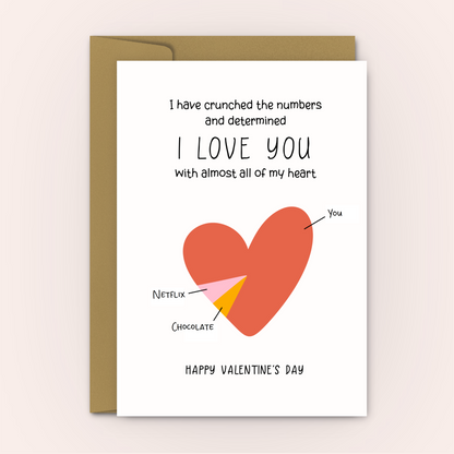 Funny Valentines Card - I Love You with Almost All My Heart - Swallow Wind Art