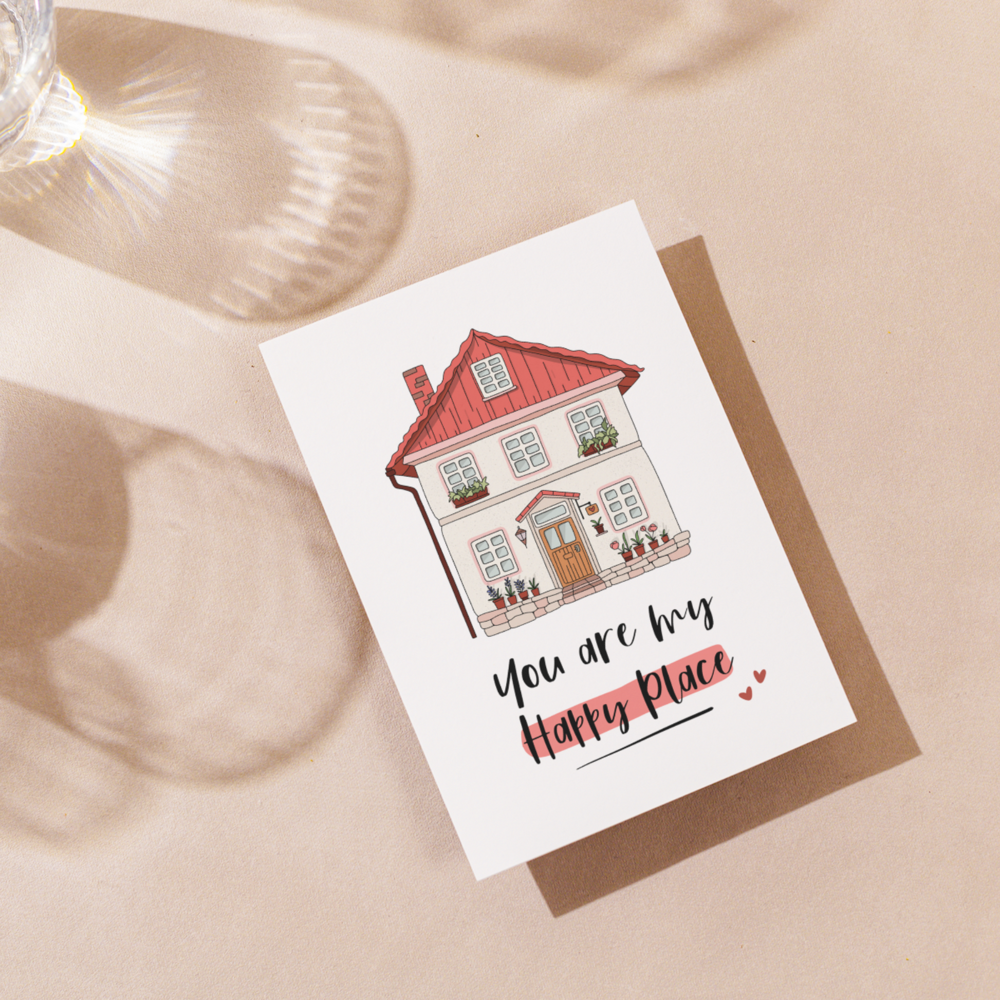 Romantic Valentines Card - You Are My Happy Place - Swallow Wind Art