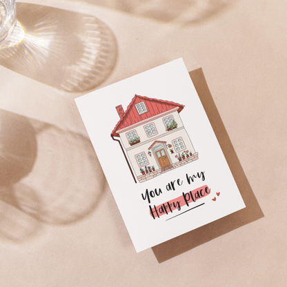 Romantic Valentines Card - You Are My Happy Place - Swallow Wind Art