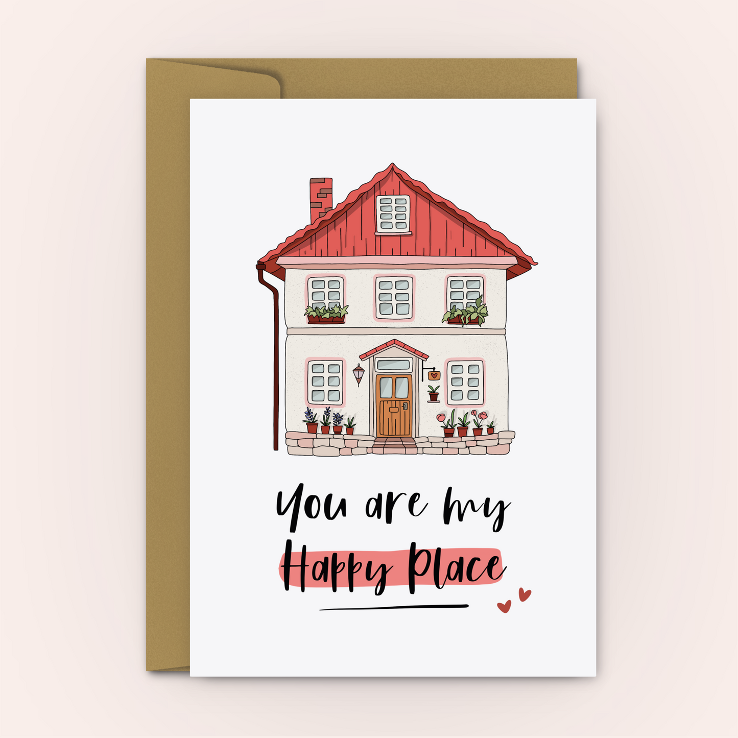 Romantic Valentines Card - You Are My Happy Place - Swallow Wind Art