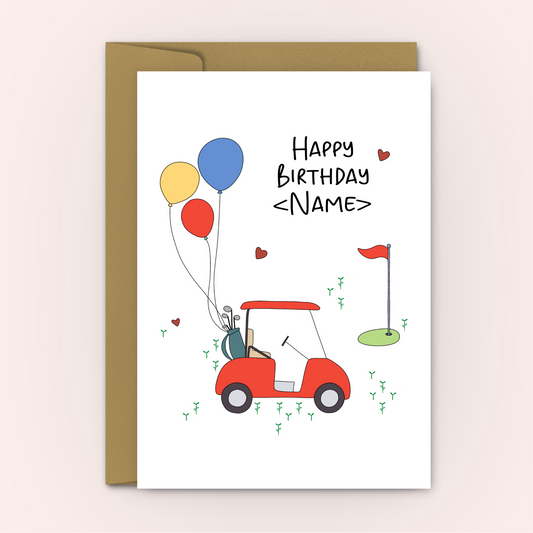 Golf Lover Birthday Card - Personalised Card - Swallow Wind Art