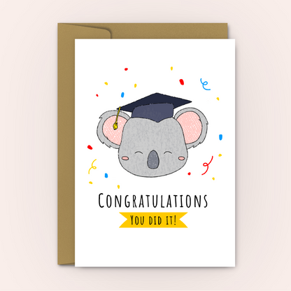 Koala Graduation, Kids, School, and University - Congratulations Card - Swallow Wind Art