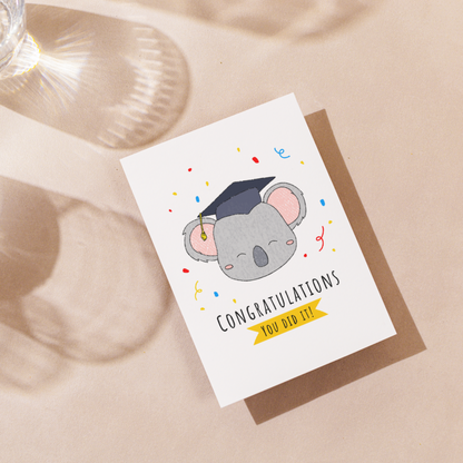 Koala Graduation, Kids, School, and University - Congratulations Card - Swallow Wind Art