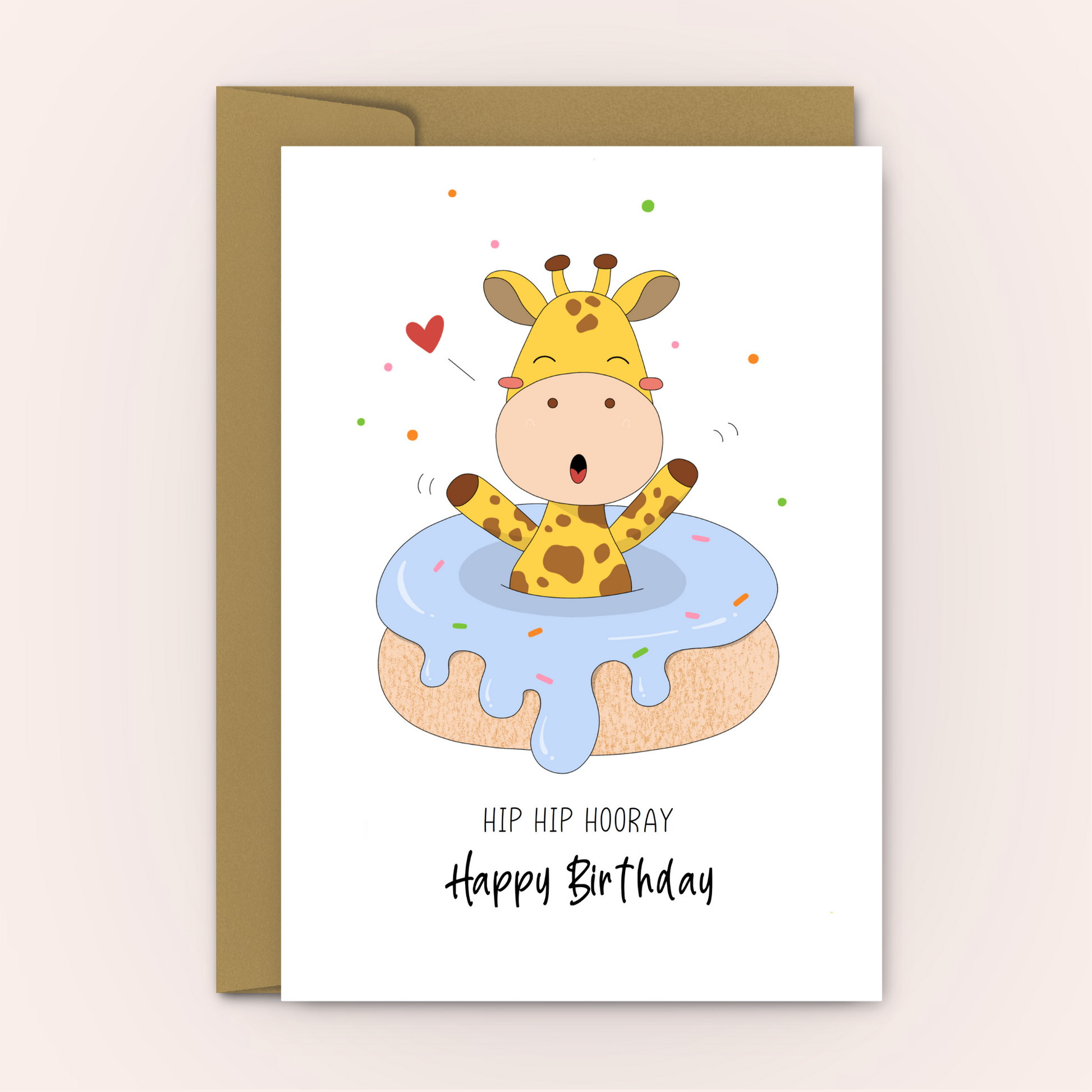 Personalised Giraffe Birthday Card for Girl, for Boy - Swallow Wind Art