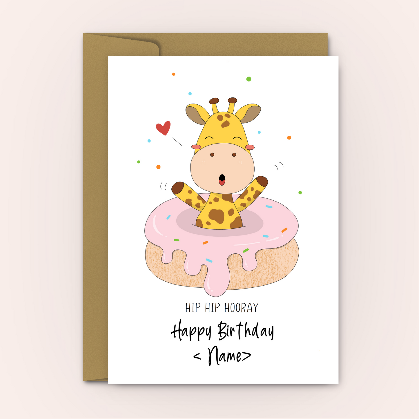 Personalised Giraffe Birthday Card for Girl, for Boy - Swallow Wind Art