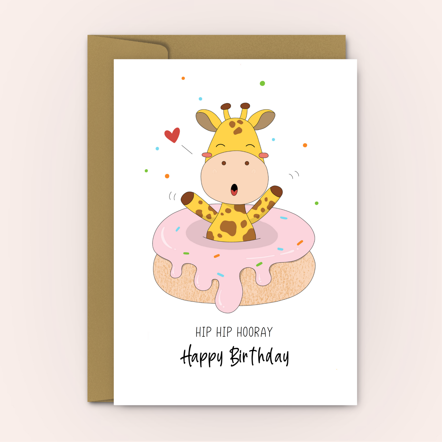 Personalised Giraffe Birthday Card for Girl, for Boy - Swallow Wind Art