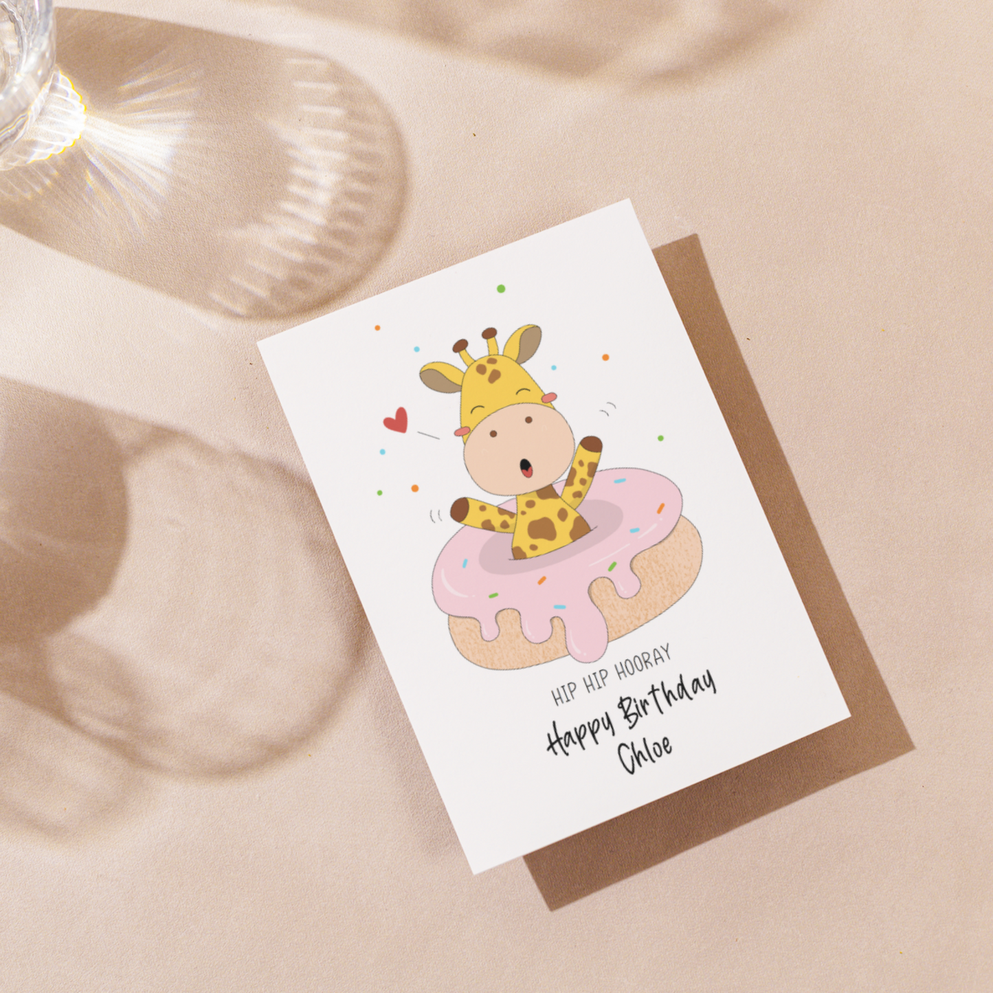 Personalised Giraffe Birthday Card for Girl, for Boy - Swallow Wind Art