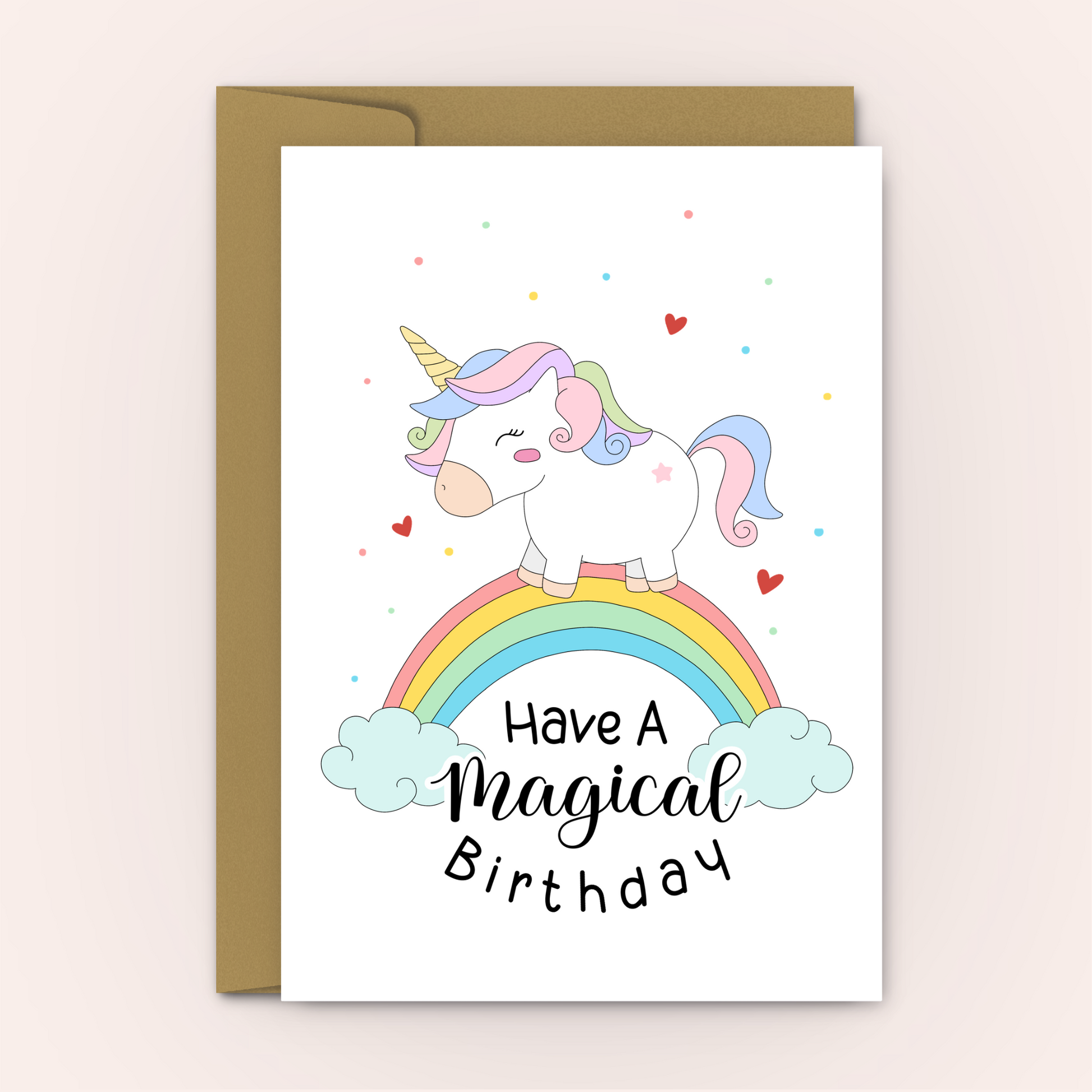 Unicorn Rainbow Birthday Card - Swallow Wind Art