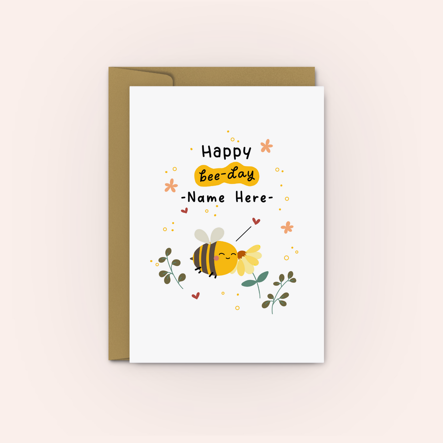 Personalised Birthday Card - Happy Bee-Day - Swallow Wind Art