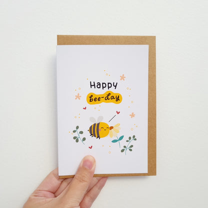 Personalised Birthday Card - Happy Bee-Day - Swallow Wind Art