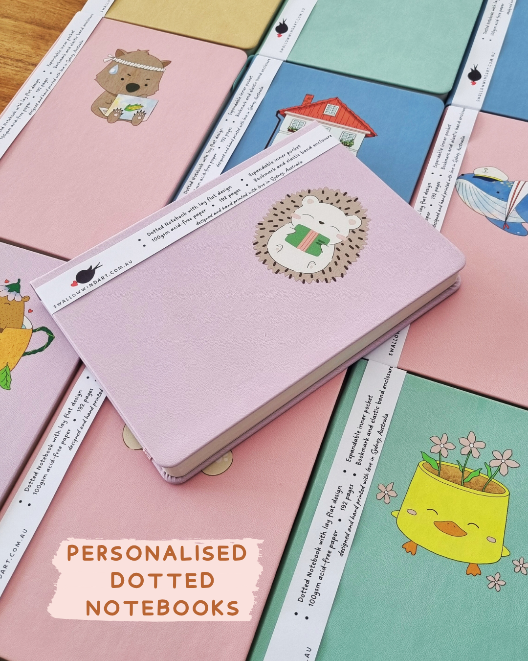 Dotted Notebooks - Custom Design and Colours - Swallow Wind Art