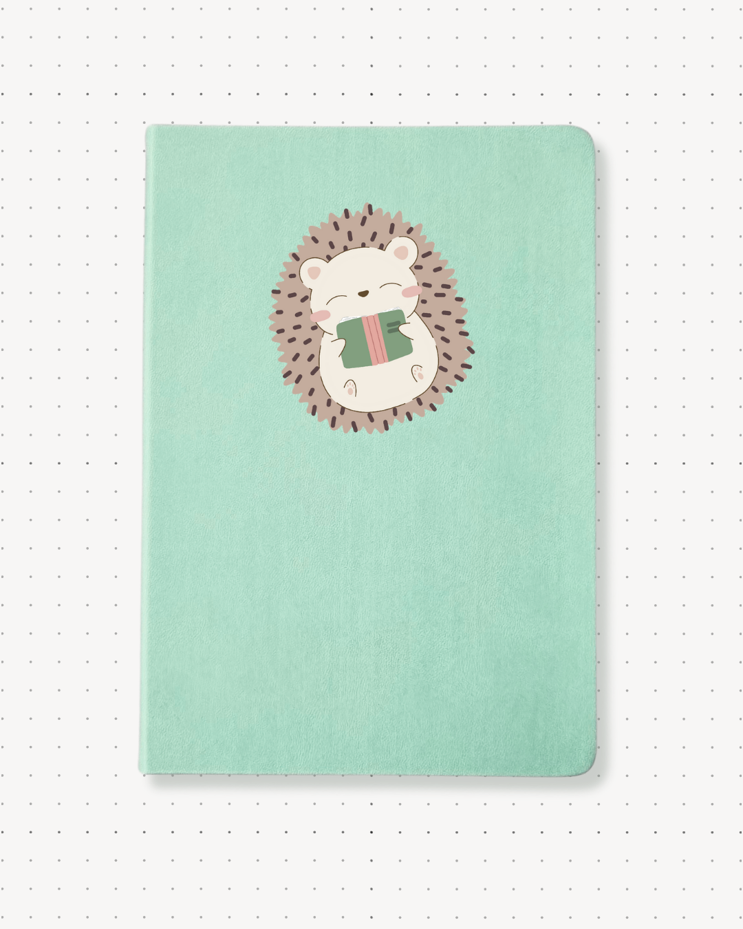 Dotted Notebooks - Cute Hedgehog & Book - Swallow Wind Art